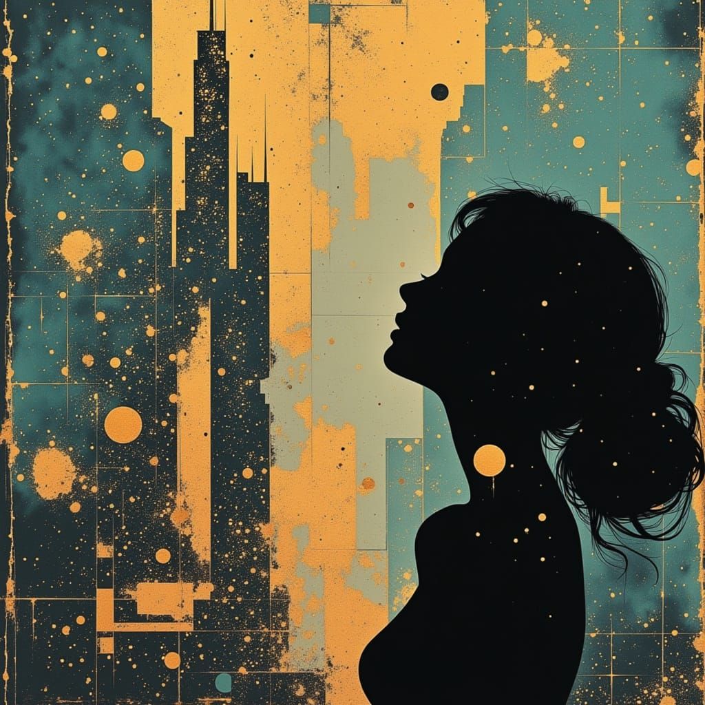 Retro-Futuristic Goddess in a Cyberpunk Cityscape