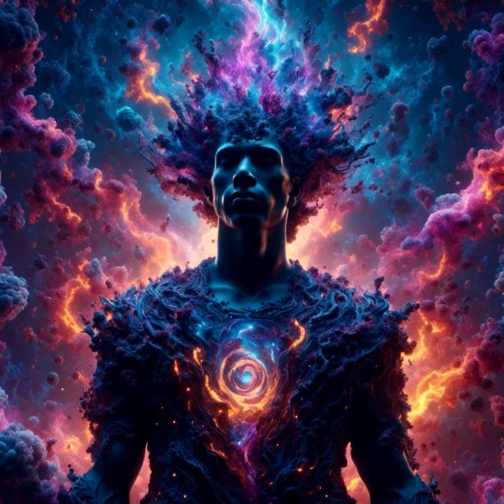 Dark God on Earth in Cosmic Digital Art