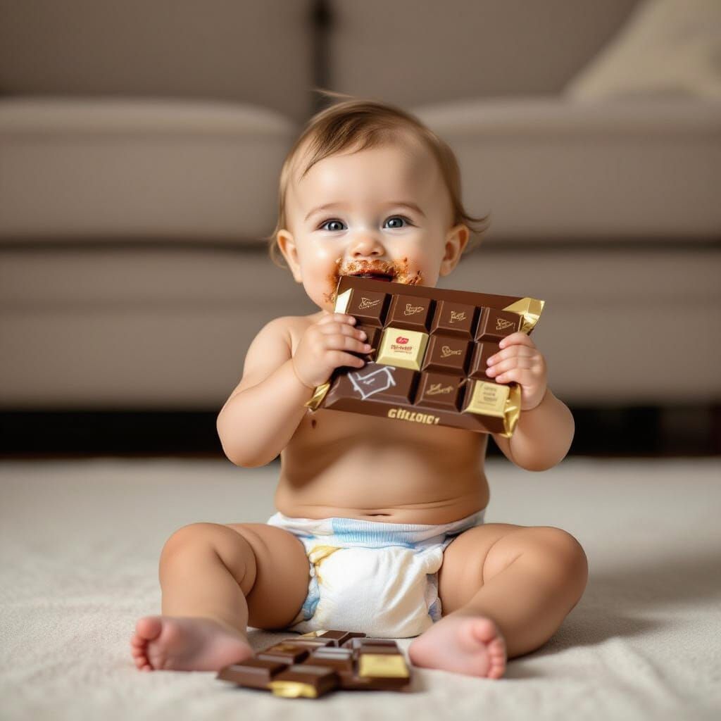 Baby's Chocolate Bliss: A Moment of Pure Joy