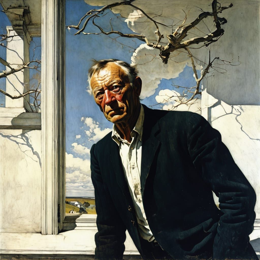 Figure Gazes Out Over Barren Landscape