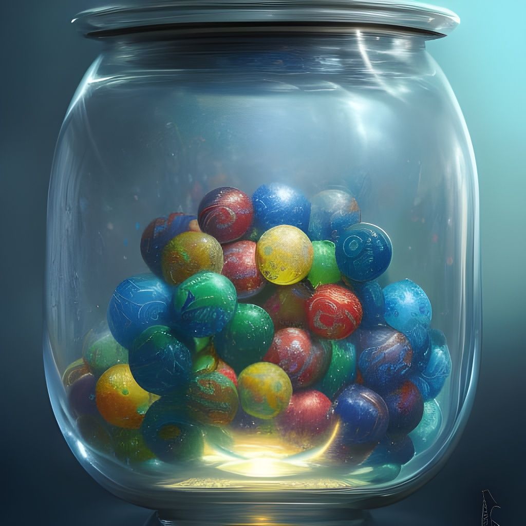 Ethereal Gumball Jar in Surreal Digital Art