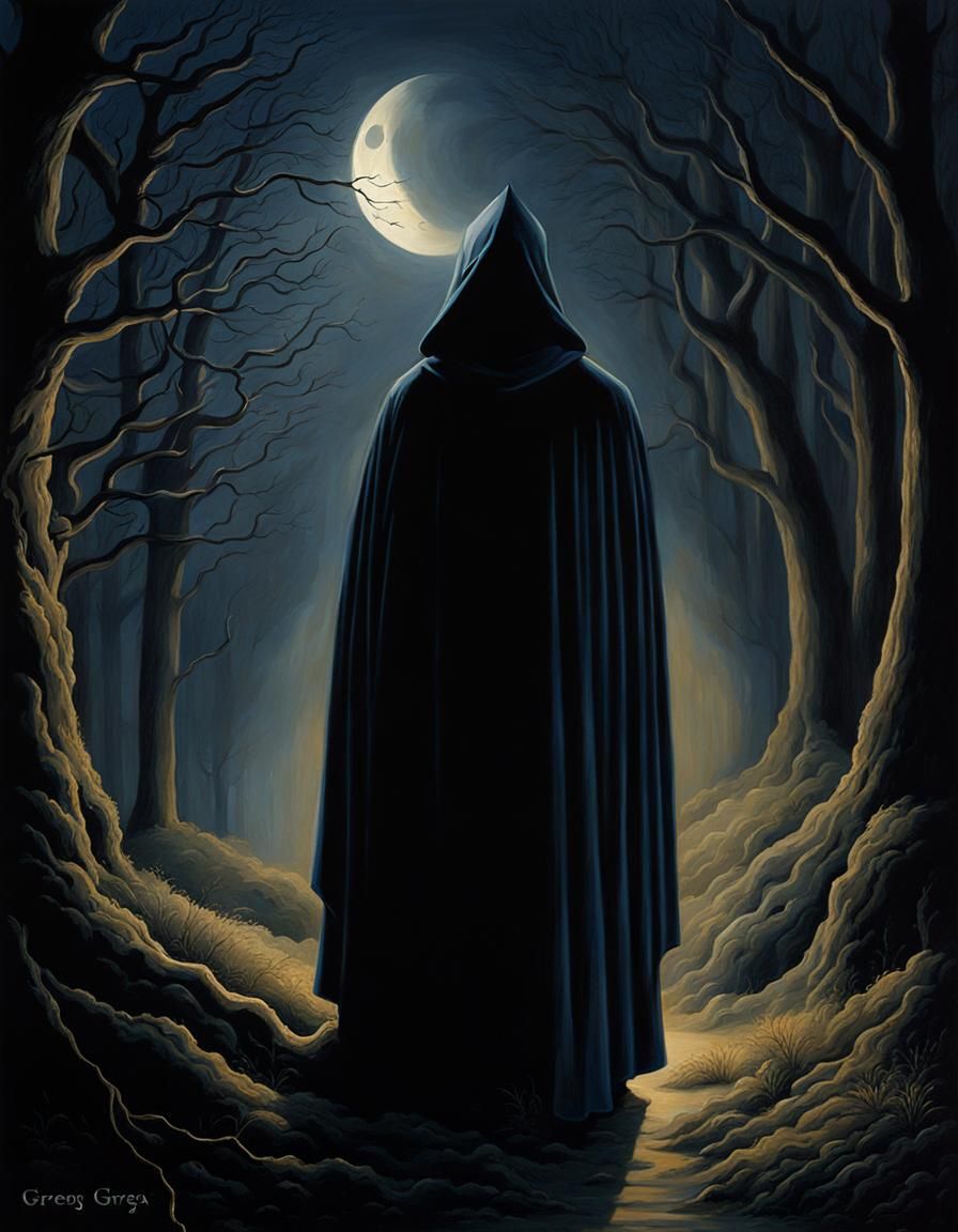 Moonlit Hooded Figure in Anders Zorn Style