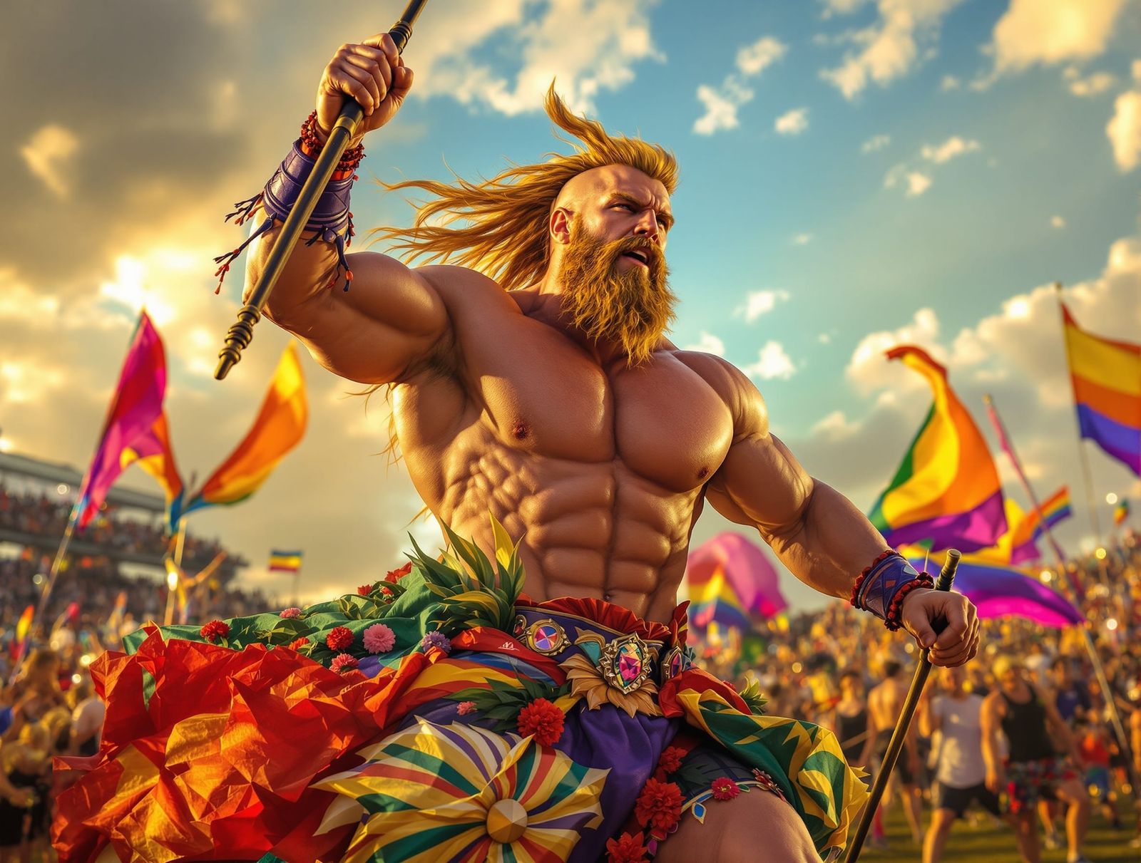 Pride Highland Games with Muscular Highlander