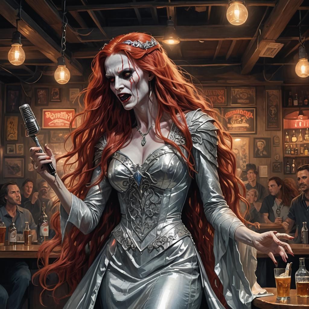 Pale Banshee Singing at a Bar
