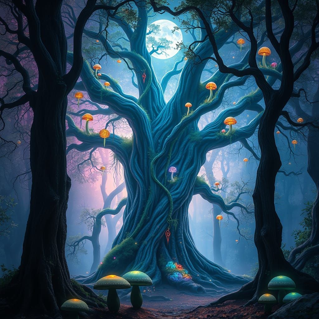 Mystical Elaran Tree of Whispers in Ancient Forgotten Forest