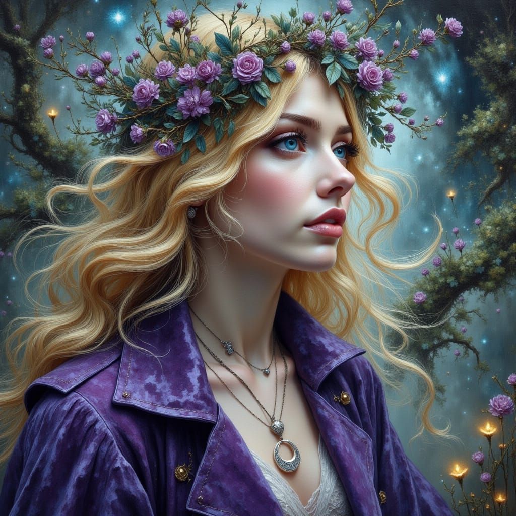 Enigmatic Woman in Velvet Coat