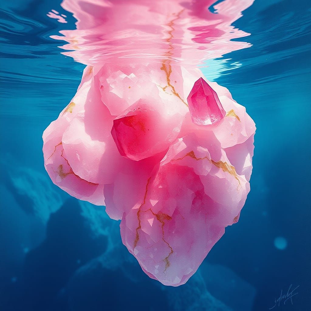 Rose Quartz Formation in Vivid Watercolours