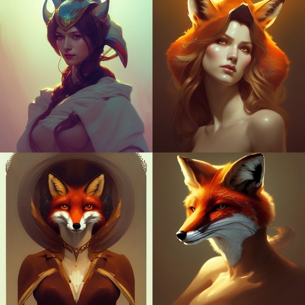 Fox Queen Portrait in Hyperdetailed Digital Art