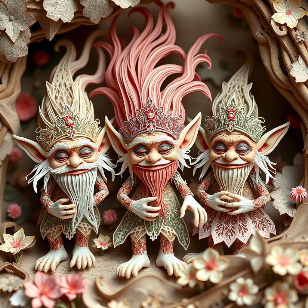 Fantasy Trolls in Whimsical Papercraft World