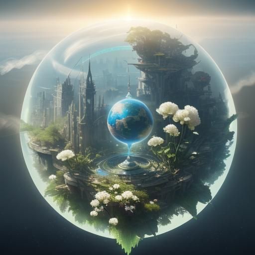 Solarpunk City of the Future with Hourglass