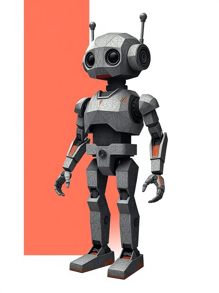 Abstract Robot in Geometric Tessellation Style