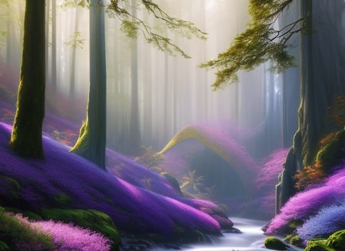 Enchanting Crystal Forest Landscape in Surreal Style