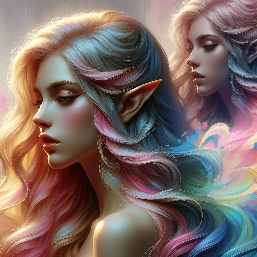 Pastel Elf Princess: Hyperrealistic Concept Art