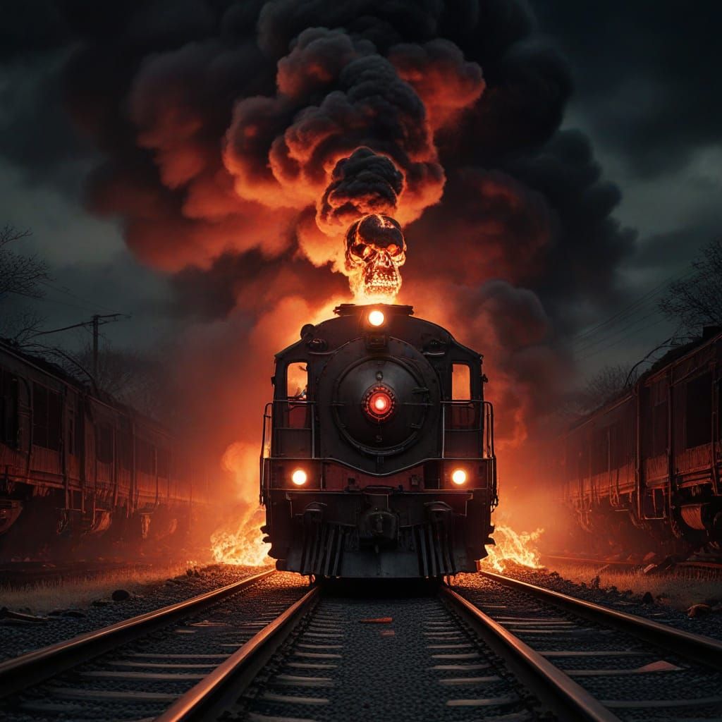 Death Train to Hell in Gothic Dark Fantasy Art