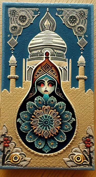 Fibonacci Circle in Impasto Style, Matryoshka Taj Mahal