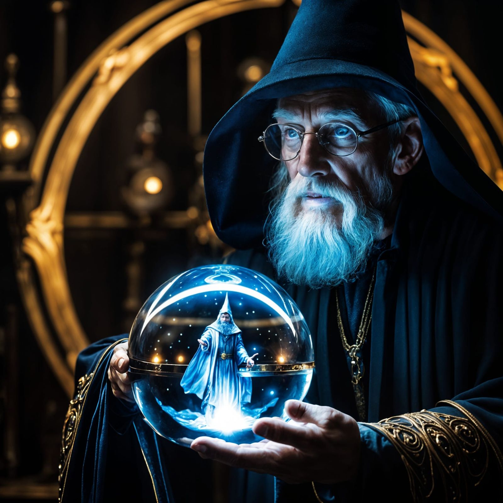 Figure in Dark Blue Robes: An AI Interpretation