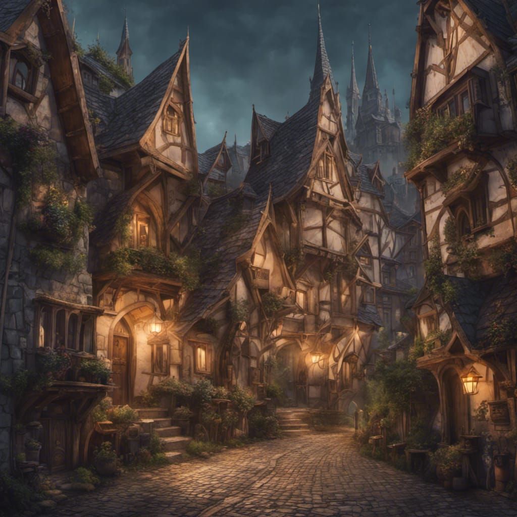 Enchanting Elven Fairy City at Evening