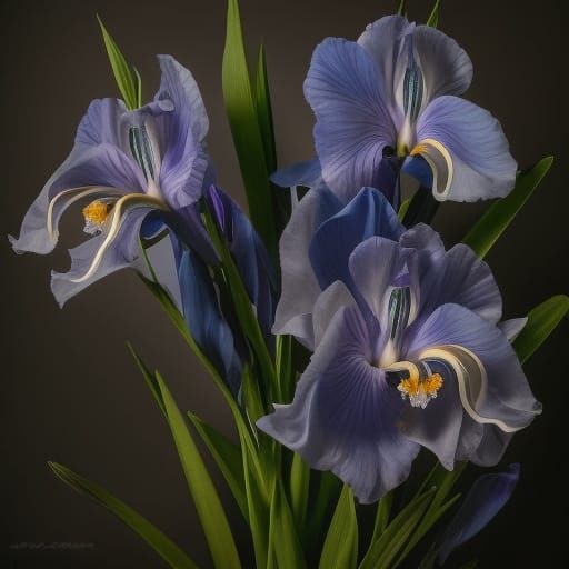 Iris Flowers in Old Dutch Masters Style