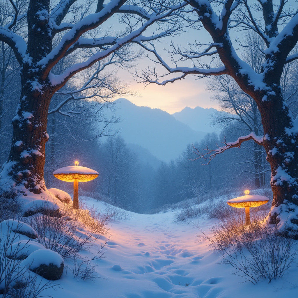 Mystical Winter Landscape with Luminescent Details