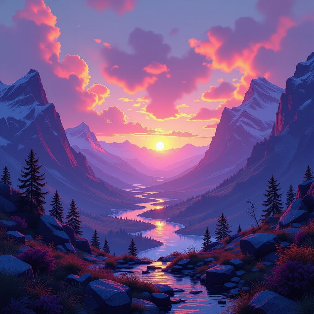 Fantastical Landscape: Detailed Matte Painting in 8k