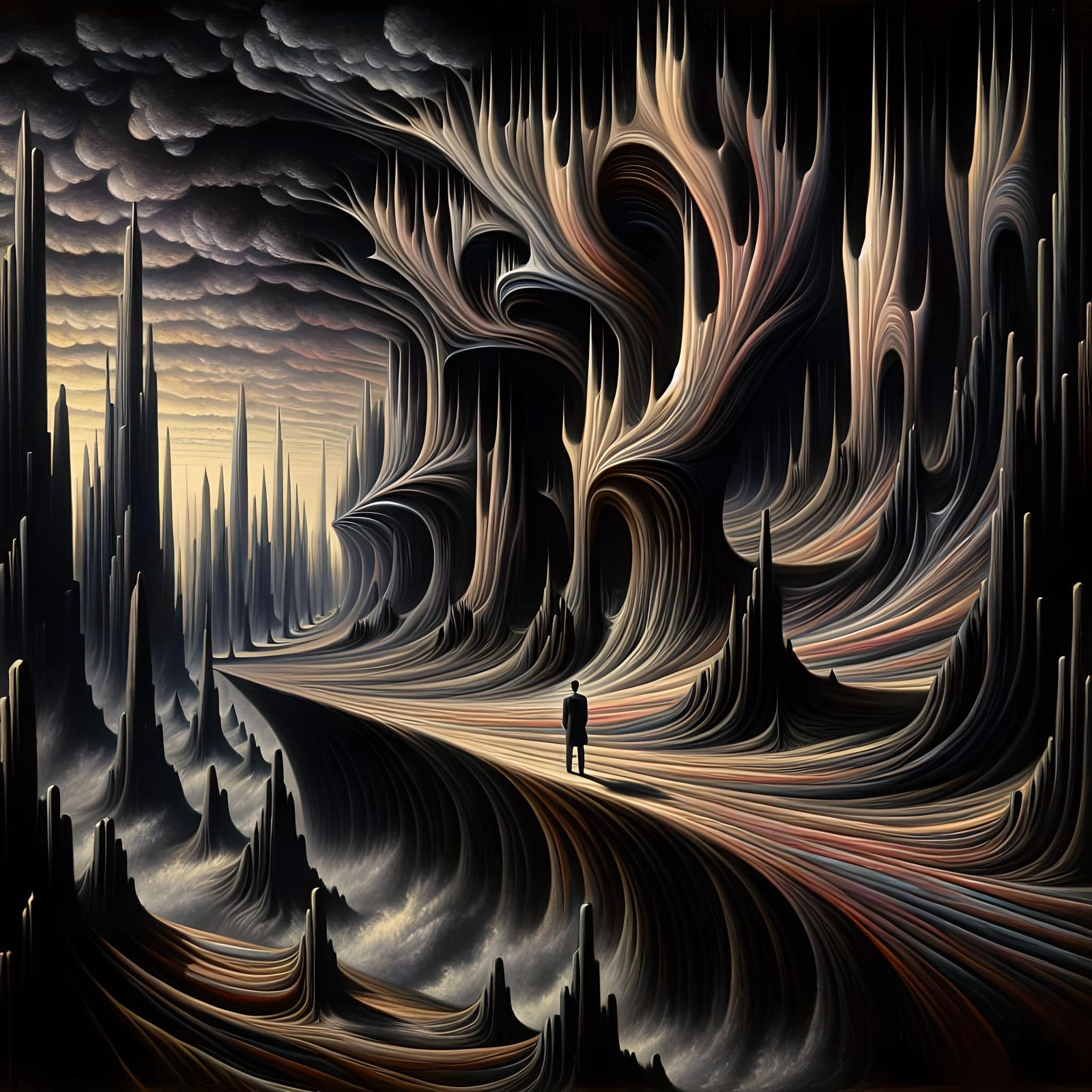 Surreal Solitude: A Dark Dreamscape in Oils