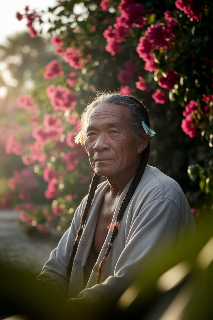Cuban Man in Tropical Garden, National Geographic Style