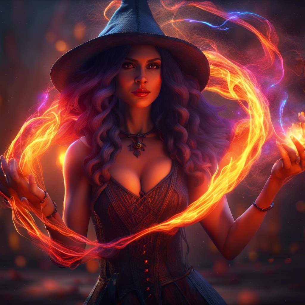 Enchanting Witch Casting a Love Spell in Dark Fantasy Style