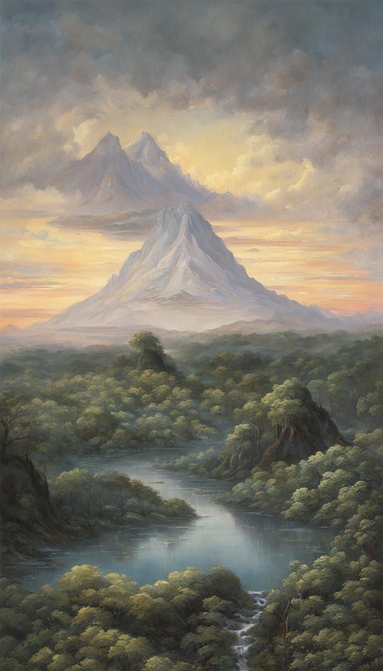 Amazonian Forest Trail Meets Majestic Snow-Capped Volcano