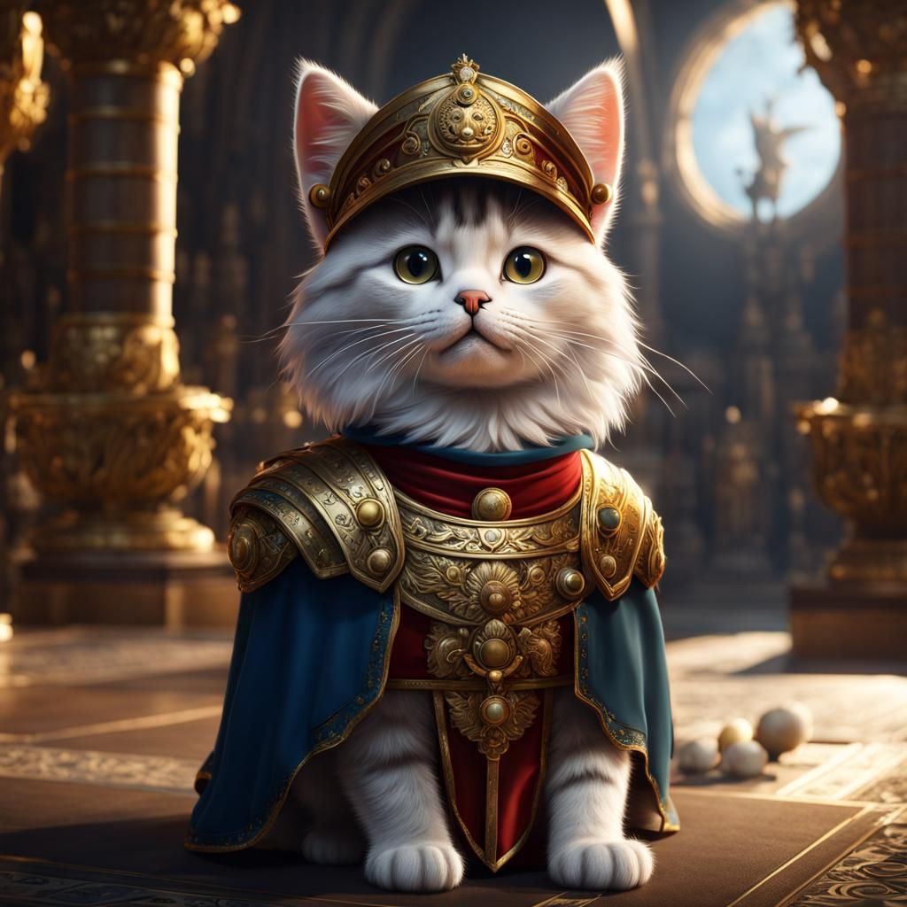 Cute Cat as Roman Emperor, Detailed Digital Painting
