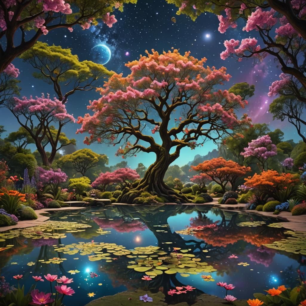 Radiant Celestial Garden of Cosmic Wonders