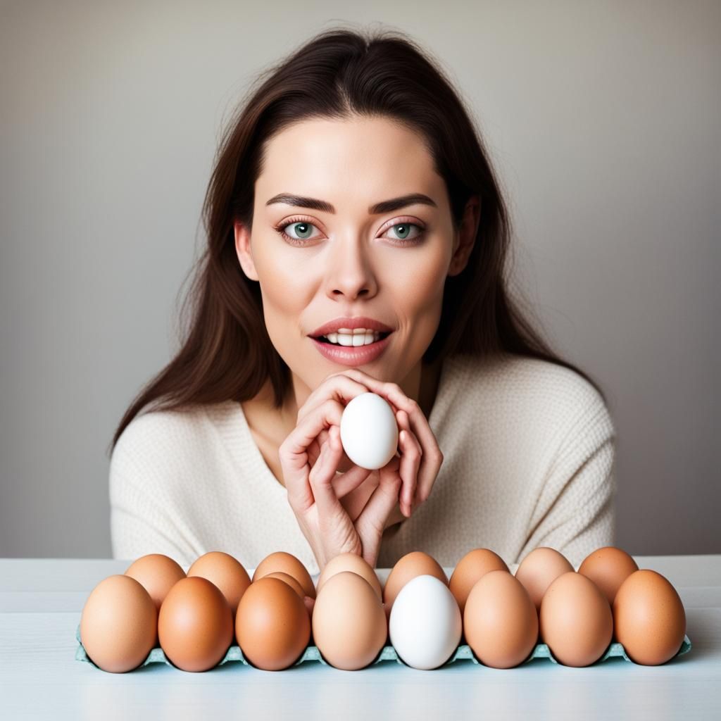 A woman has eggs.