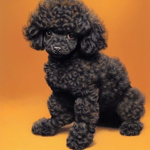 Black Toy Poodle as Oil Painting