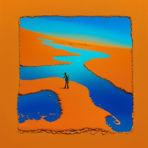 Surreal Desert Walker in a Dali Style Painting