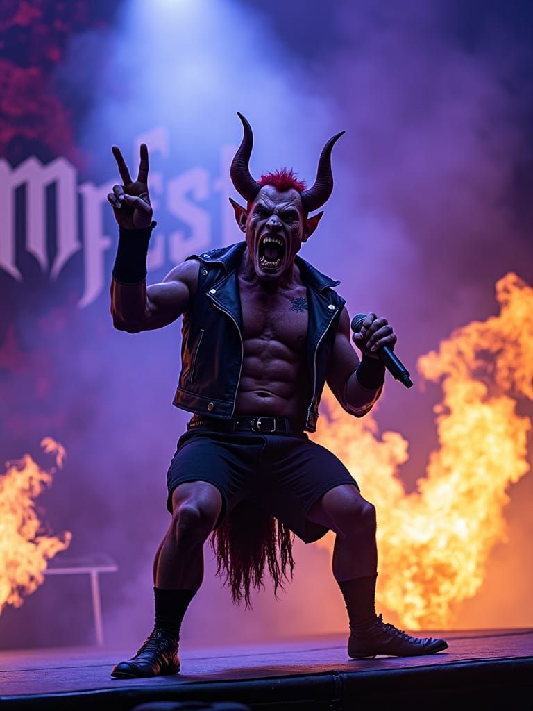 Demonic Figure Singing at GRIMFEST on Stage