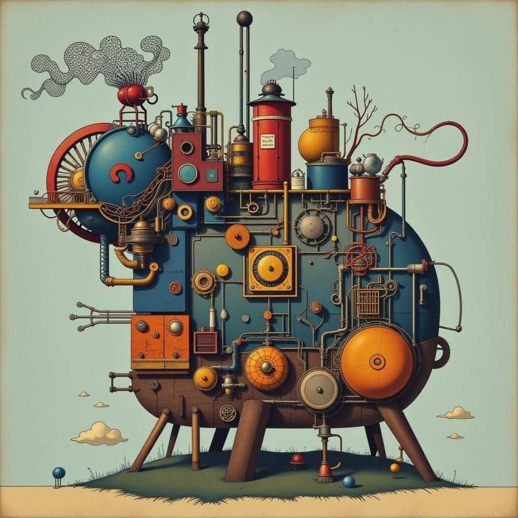 Abstract Geometric Cityscape in Mondrian Style