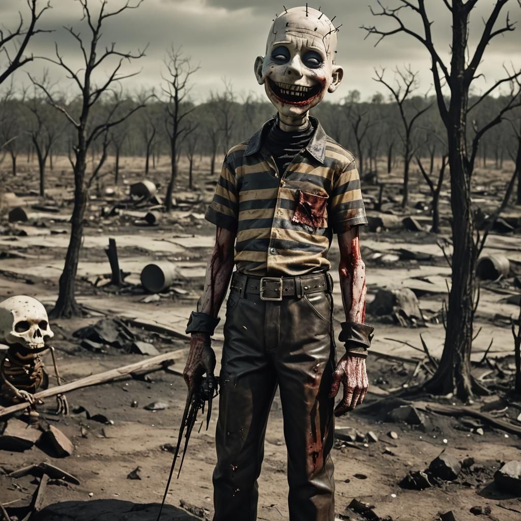 A Hyperrealistic Pinhead from the Hellraiser movie as Charli...