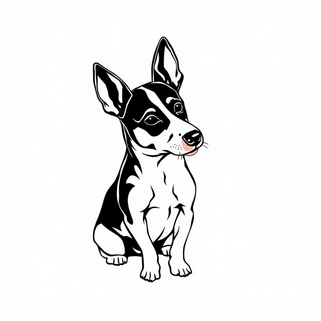 Minimalist Jack Russell Terrier, tattoo design, lines, minim...