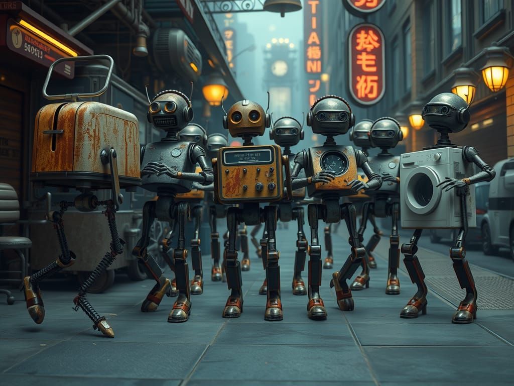 Wobbly Robot Appliances Perform Absurd Dance