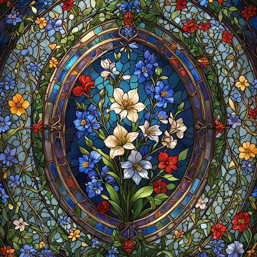 Delphinium in Stained Glass: Fantasy Concept Art