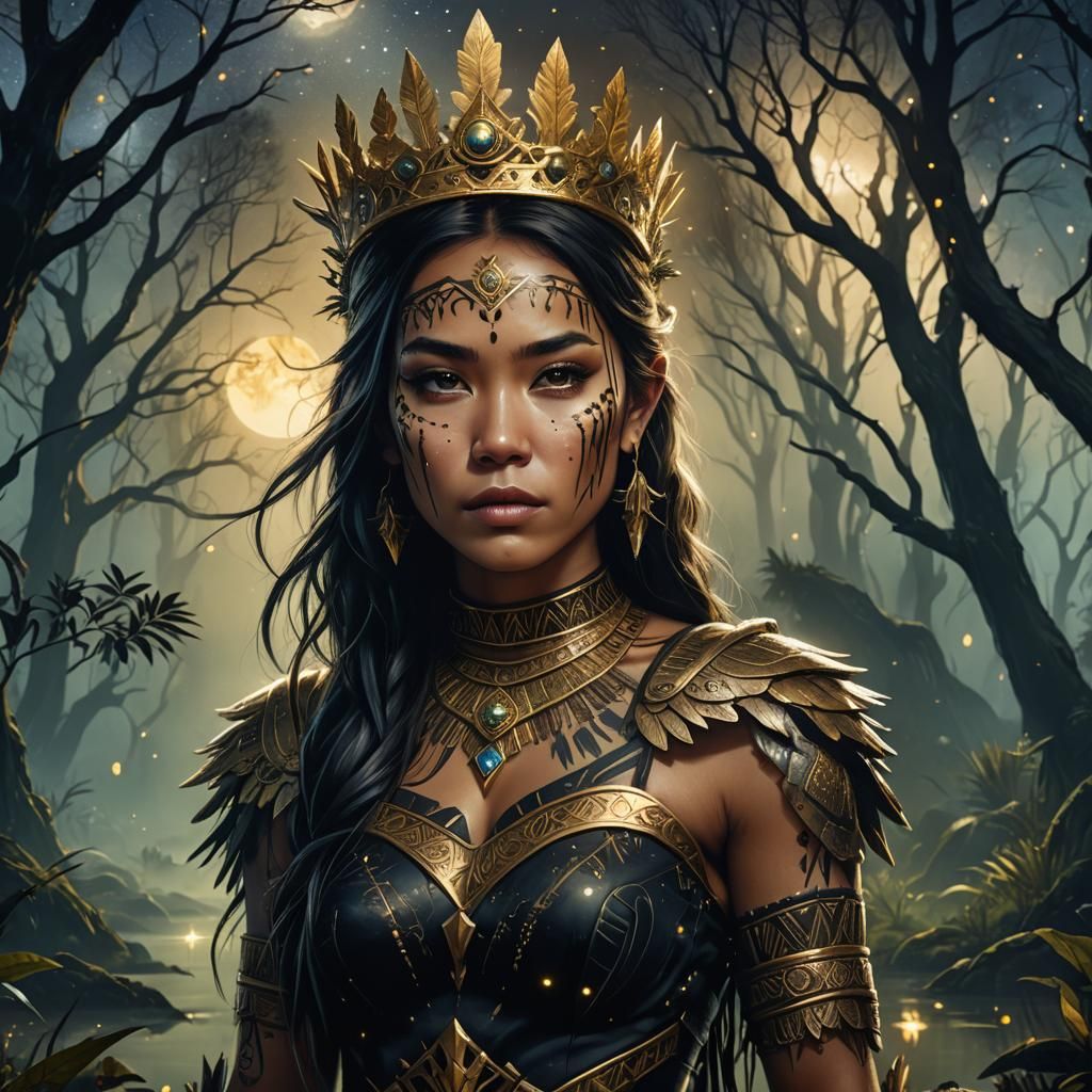 Native Princess in a Magical Swamp Forest