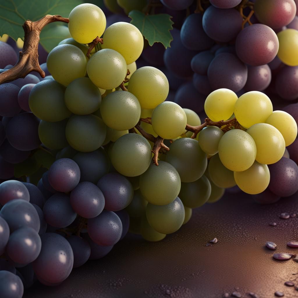 Sterling Grapes in Detailed Matte Painting Style