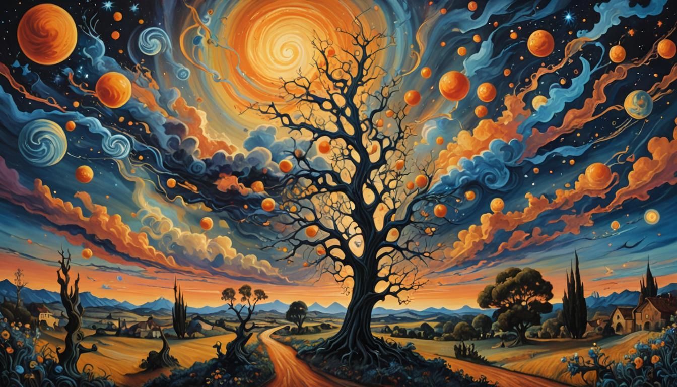 Surreal Sunset Dance in Psychedelic Style