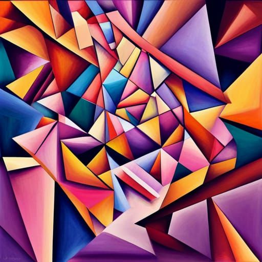 Geometric Fauvism Art Deco Cubist Painting