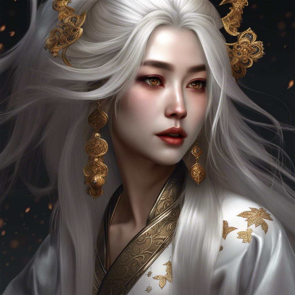 Chinese Woman in Traditional Dress, Detailed Fantasy Art