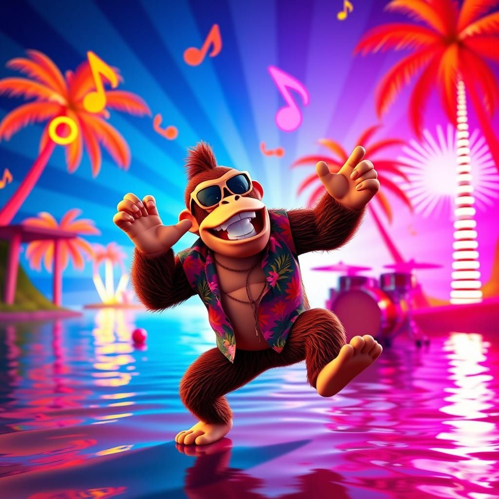 Vibrant Island Oasis in 3D Digital Art