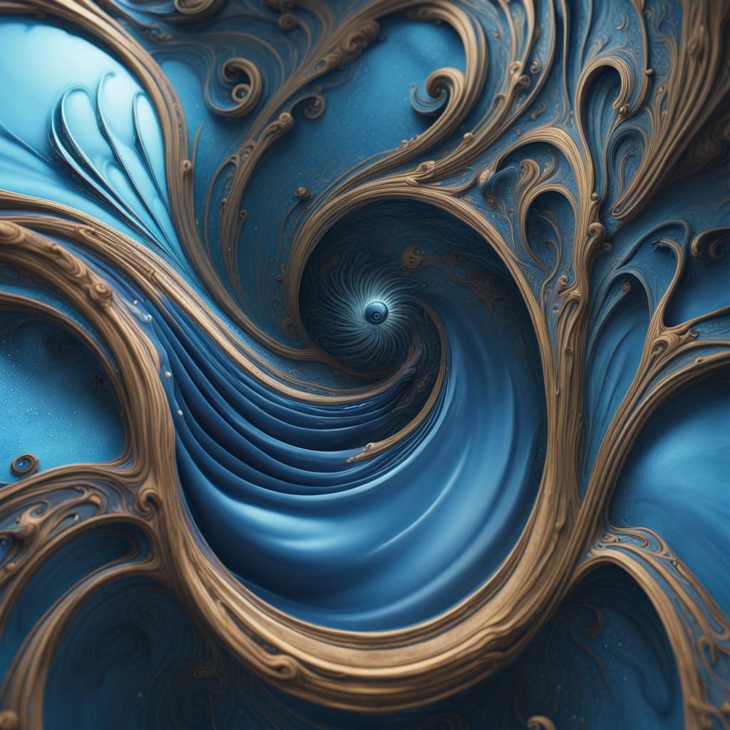 Blue Parametric Vortex in Art Nouveau Style