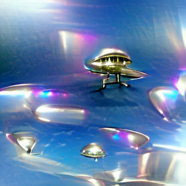 Shiny UFO Spaceship in the Sky