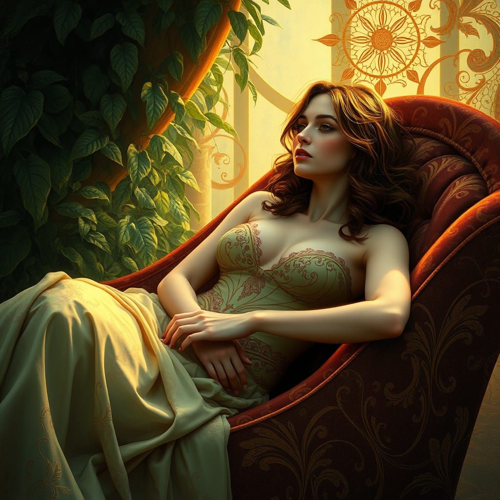 Mystical Dreamscape in Art Nouveau Style