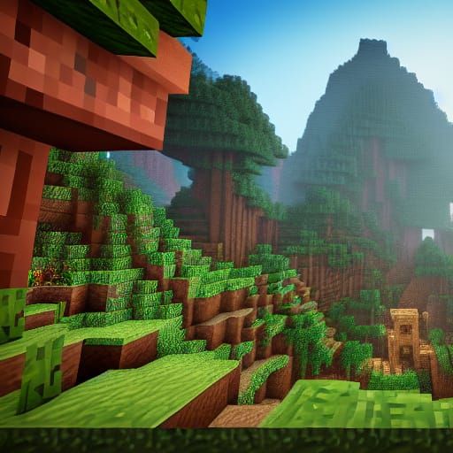 Detailed Minecraft Landscape in Deep Color