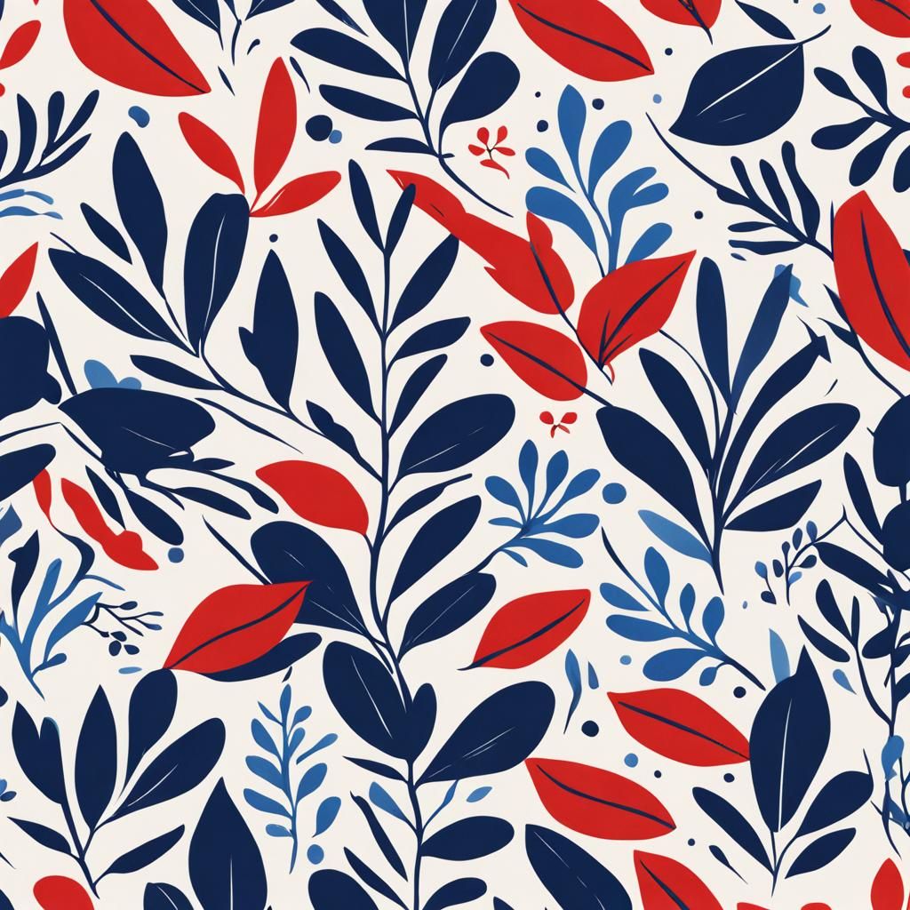 Vintage Botanical Leaf Pattern in Matisse Style